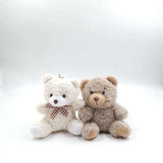 Two plush mini teddy bears, one white and one brown, Unique gifts Amman Jordan