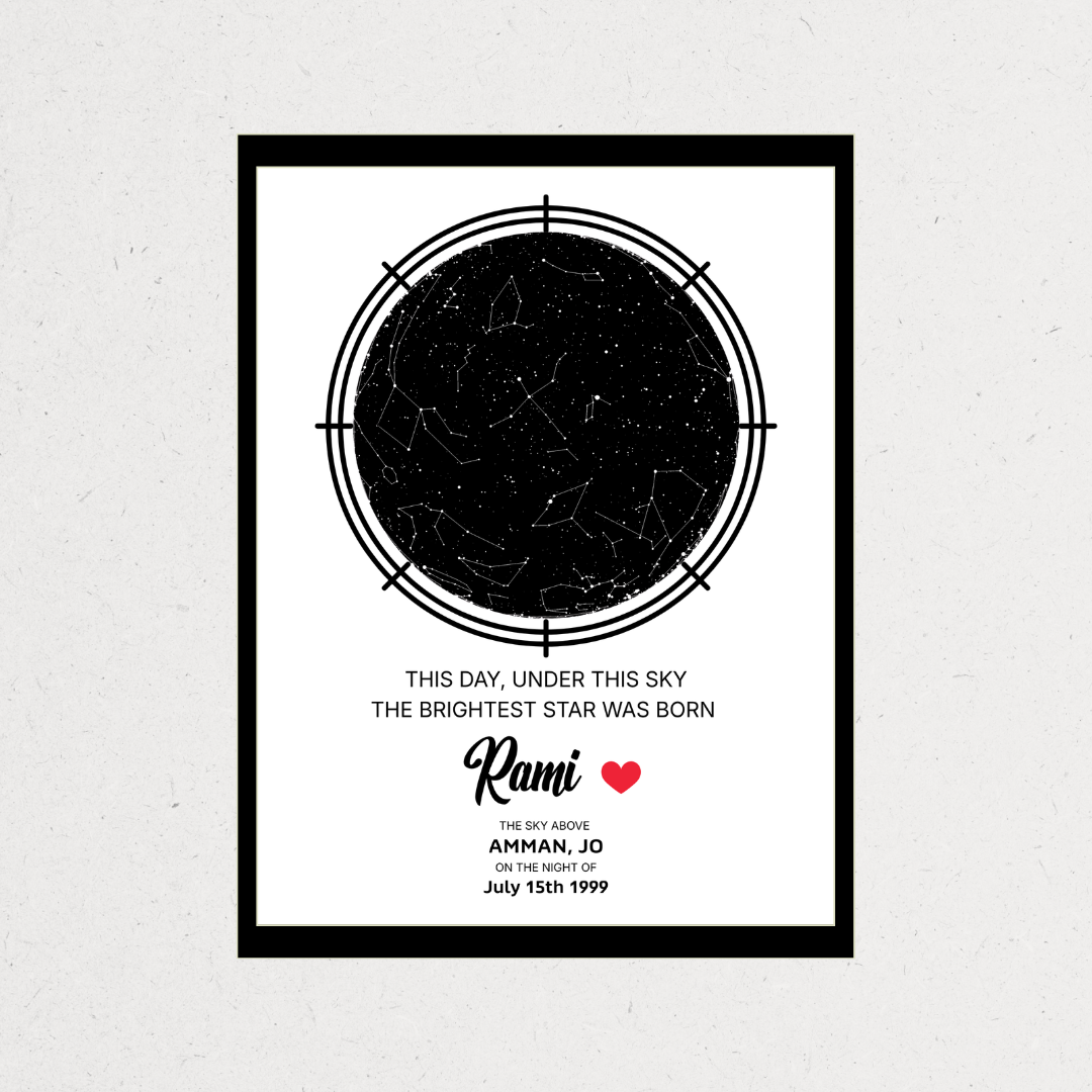 Stars Map Frame | Personalized Gift – Amman, Jordan

