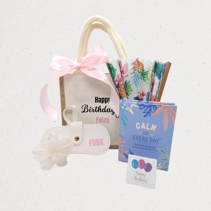 Calm Moments personalized wellness birthday gift bag in Amman Jordan