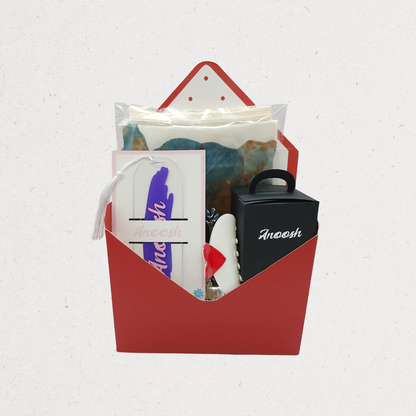 Love in an Envelope Gift Bag with Puzzle, Heart Hair Clip, Tea Spoon, Bookmark, and Satin Scarf – Amman, Jordan